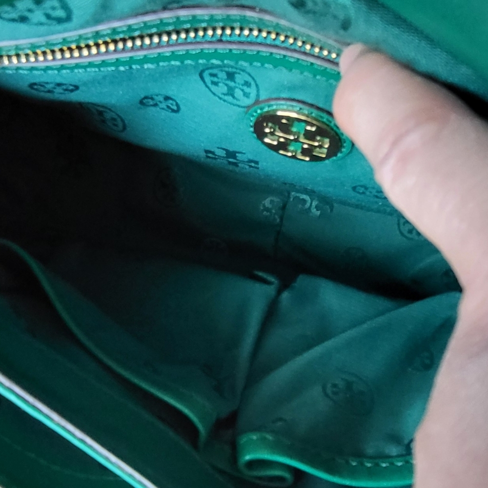 Tory Burch James Saddle Bag In Green Leather Vintage Heritage Saddalrina - Picture 5 of 11